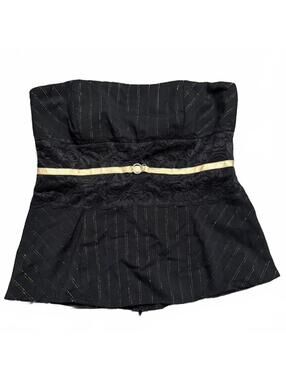 Y2K Three Pink Hearts Whimsygoth Black Corset Size XL